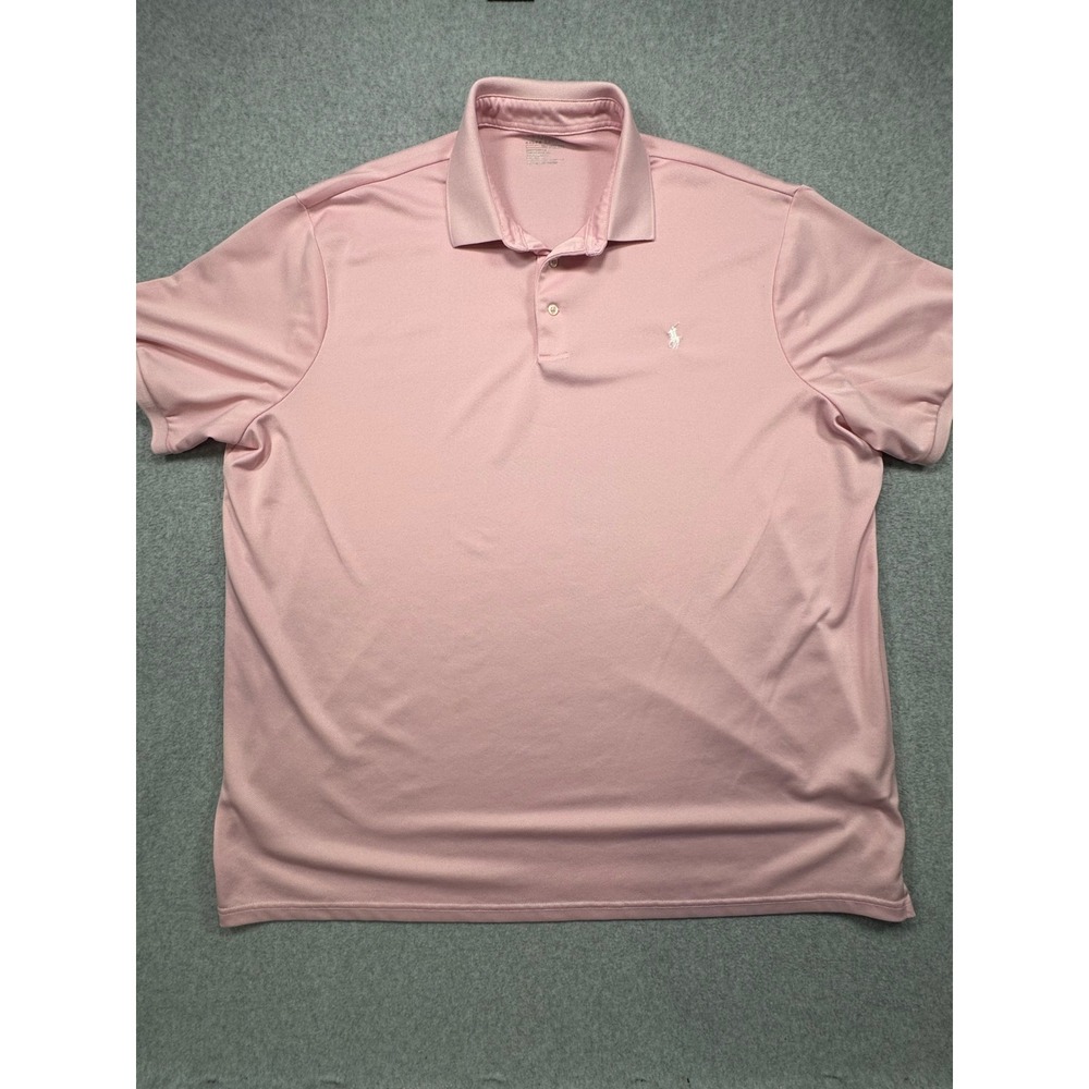 Polo Ralph Lauren Mens XXL Pink Performance Short Sleeve Polo Shirt Stretch